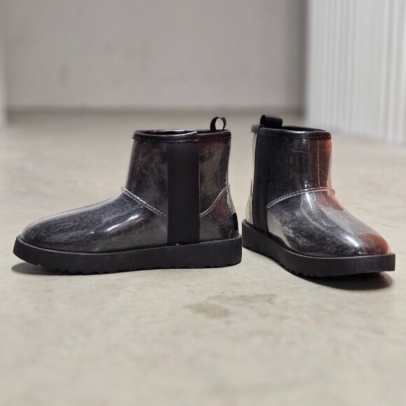 Transparent Waterproof Ankle Boots With Non-Slip Soles Sleek Black Finish Durabl - Picture 3 of 13